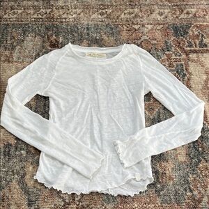 Free People We The Free Be My Baby Lightweight Shirt White Long Sleeve Tee